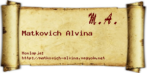 Matkovich Alvina névjegykártya